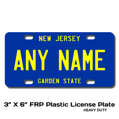 Personalized New Jersey 3 X 6 Plastic License Plate 