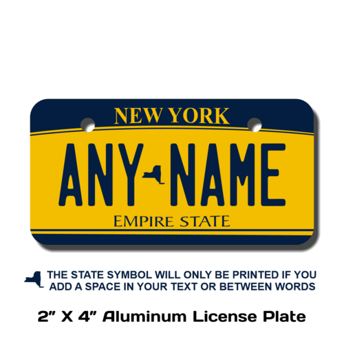 Personalized New York 2 X 4 License Plate 