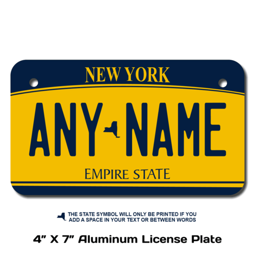 Personalized New York 4 X 7 License Plate