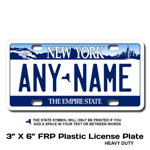 Personalized New York 3 X 6 Plastic License Plate 