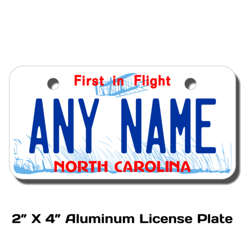 Personalized North Carolina 2 X 4 License Plate 