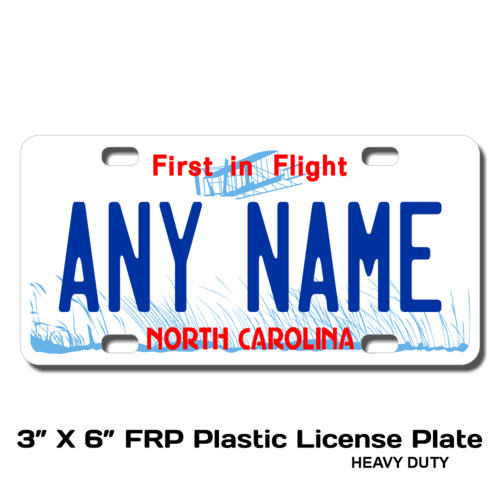 Personalized North Carolina 3 X 6 Plastic License Plate 