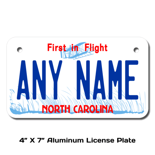 Personalized North Carolina 4 X 7 License Plate