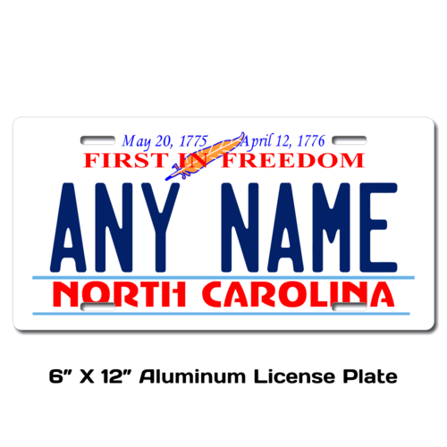 Personalized North Carolina 6 X 12 License Plate  