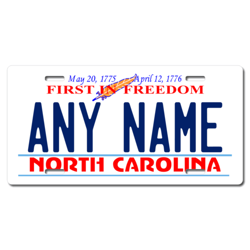 Personalized North Carolina License Plate for Bicycles, Kid's Bikes, Carts, Cars or Trucks