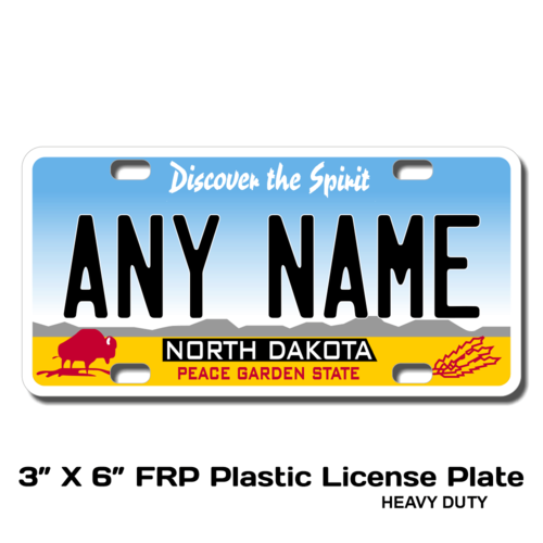 Personalized North Dakota 3 X 6 Plastic License Plate 