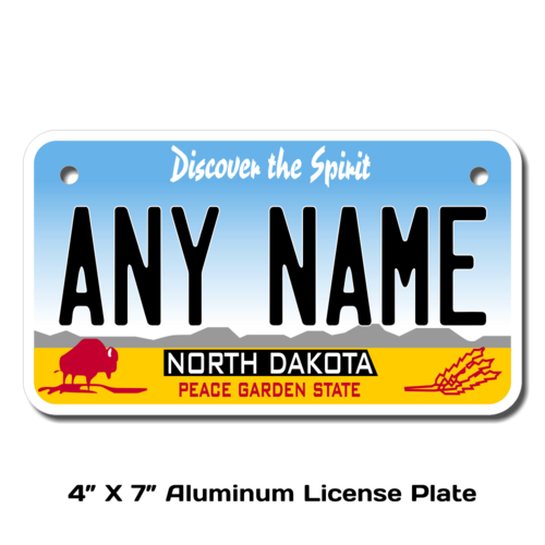 Personalized North Dakota 4 X 7 License Plate