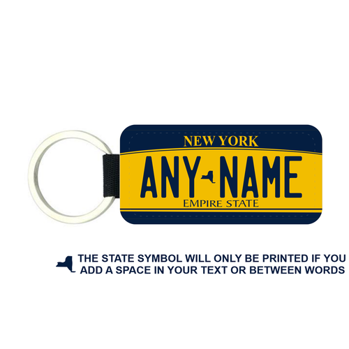 Personalized New York 1.5 X 3 Key Ring License Plate 