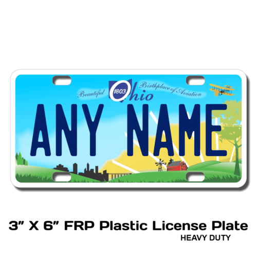 Personalized Ohio 3 X 6 Plastic License Plate 