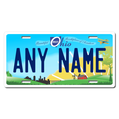 Personalized Ohio License Plate for Bicycles, Kid's Bikes, Carts, Cars or Trucks Version 2
