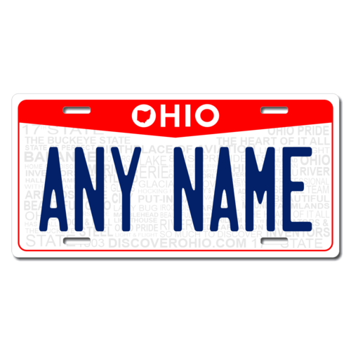 Personalized Ohio License Plate for Bicycles, Kid's Bikes, Carts, Cars or Trucks Version 3