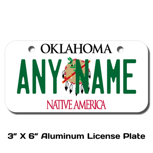 Personalized Oklahoma 3 X 6 License Plate 