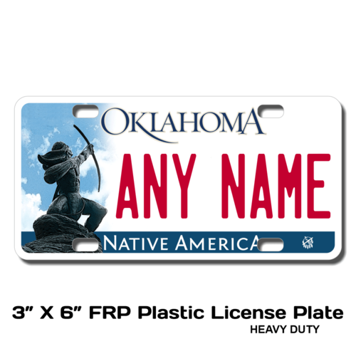 Personalized Oklahoma 3 X 6 Plastic License Plate 