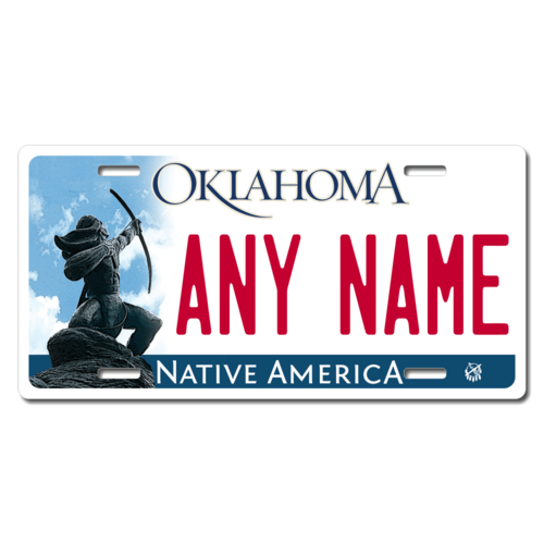 Personalized Oklahoma License Plate for Bicycles, Kid's Bikes, Carts, Cars or Trucks Version 2