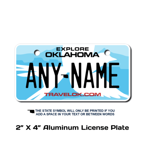 Personalized Oklahoma 2 X 4 License Plate 