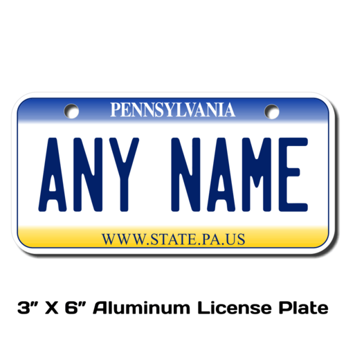 Personalized Pennsylvania 3 X 6 License Plate 