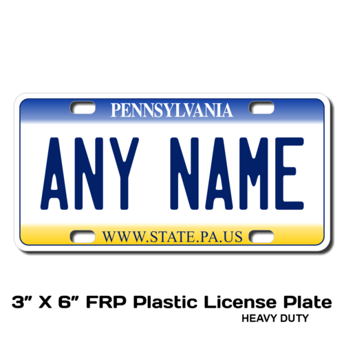 Personalized Pennsylvania 3 X 6 Plastic License Plate 