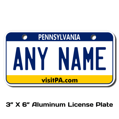 Personalized Pennsylvania 3 X 6 License Plate  