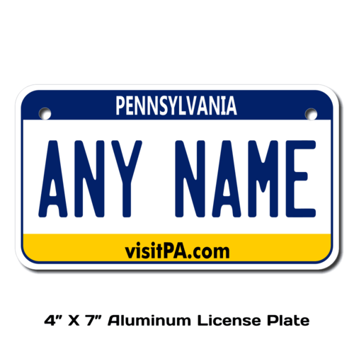 Personalized Pennsylvania 4 X 7 License Plate