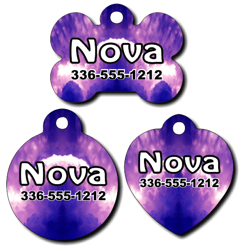 Personalized Purple Sky Pet Tag for Dogs and Cats