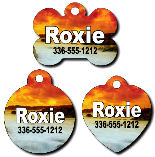 Personalized Sunset on the Ocean Pet Tag for Dogs and Cats