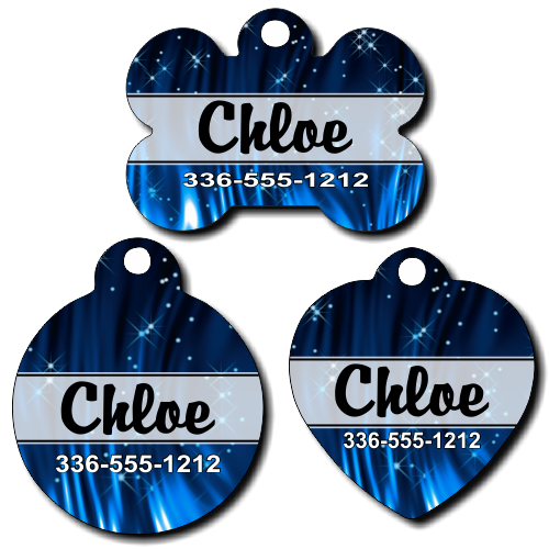 Personalized Blue Sparkles Pet Tag for Dogs and Cats