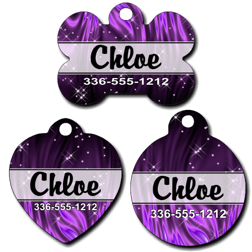 Personalized Purple Sparkles Pet Tag for Dogs and Cats