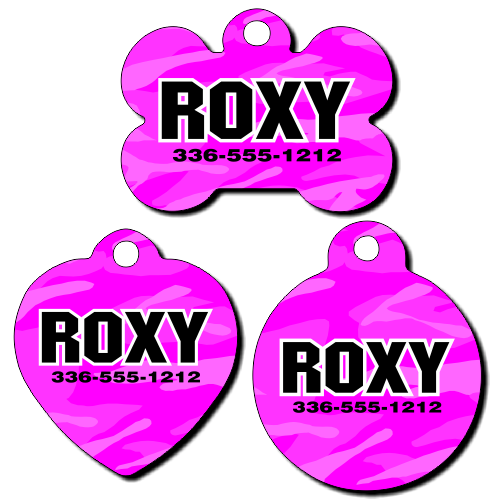 Personalized Pink Camo Background Pet Tag for Dogs and Cats