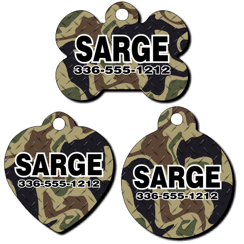 Personalized Woodland Camo Background Pet Tag for Dogs and Cats