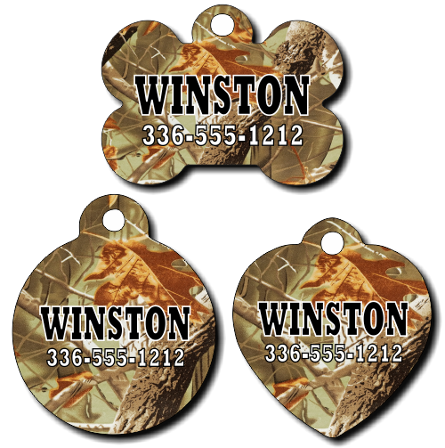 Personalized Leaf/Tree Camouflage Pet Tag for Dogs and Cats
