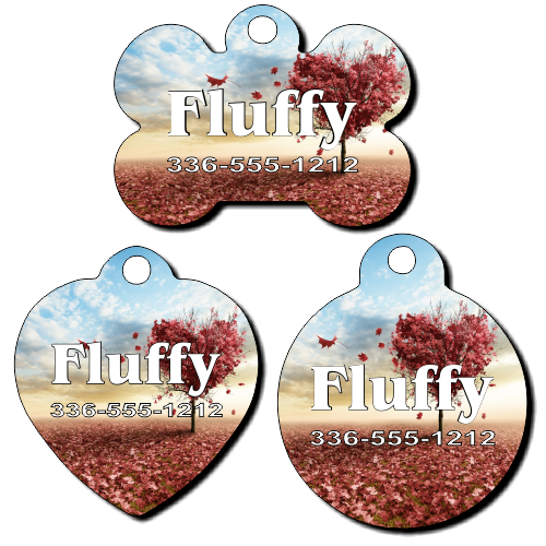 Personalized Heart Shaped Tree Background Pet Tag for Dogs and Cats