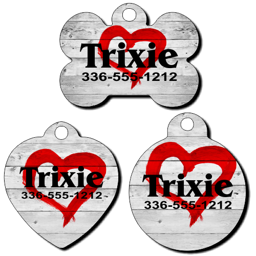 Personalized Heart Background Pet Tag for Dogs and Cats