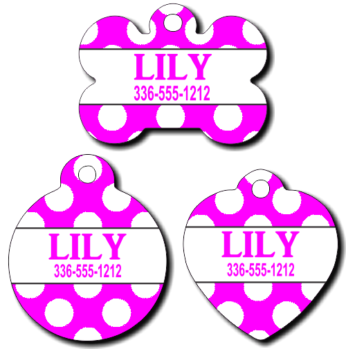 Personalized Polka Dot Pet Tag for Dogs and Cats