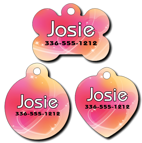 Personalized Outlined Hearts Pet Tag for Dogs and Cat