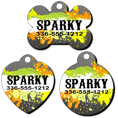 Personalized Paint Splash Background Pet Tag for Dogs and Cats