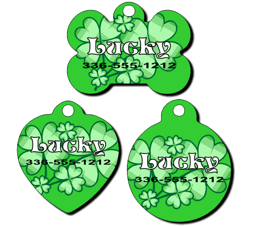 Personalized Shamrock Background Pet Tag for Dogs and Cats