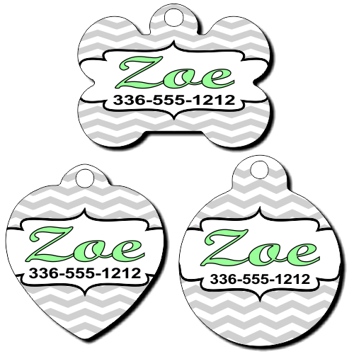 Personalized Chevron Background Pet Tag for Dogs and Cats