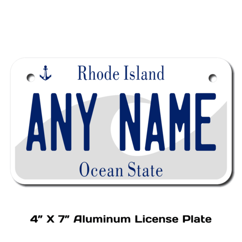 Personalized Rhode Island 4 X 7 License Plate