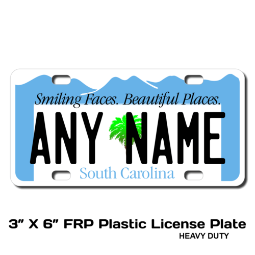 Personalized South Carolina 3 X 6 Plastic License Plate  