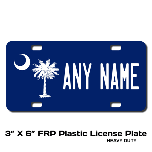 Personalized South Carolina 3 X 6 Plastic License Plate 