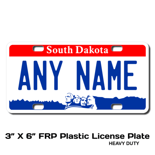 Personalized South Dakota 3 X 6 Plastic License Plate 