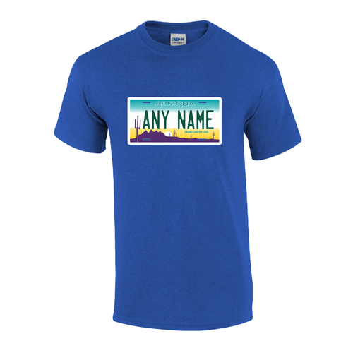 Personalized Arizona License Plate T-shirt Adult and Youth Sizes Version 1