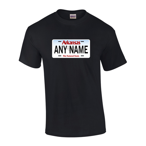 Personalized Arkansas License Plate T-shirt Adult and Youth Sizes Version 3