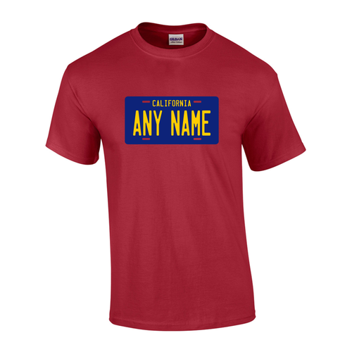 Personalized California License Plate T-shirt Adult and Youth Sizes Version 3
