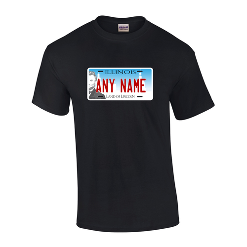 Personalized Illinois License Plate T-shirt Adult and Youth Sizes Version 3