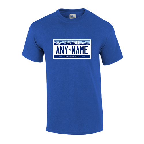 Personalized New York License Plate T-shirt Adult and Youth Sizes Version 1