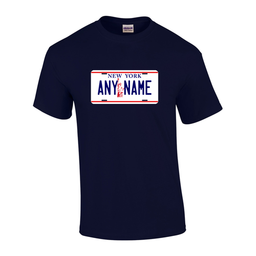 Personalized New York License Plate T-shirt Adult and Youth Sizes Version 3
