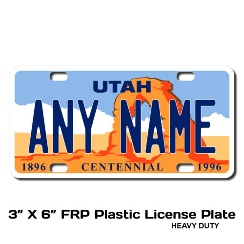 Personalized Utah 3 X 6 Plastic License Plate 