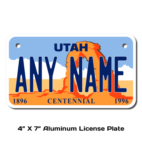Personalized Utah 4 X 7 License Plate