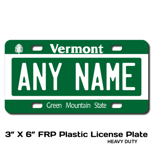 Personalized Vermont 3 X 6 Plastic License Plate